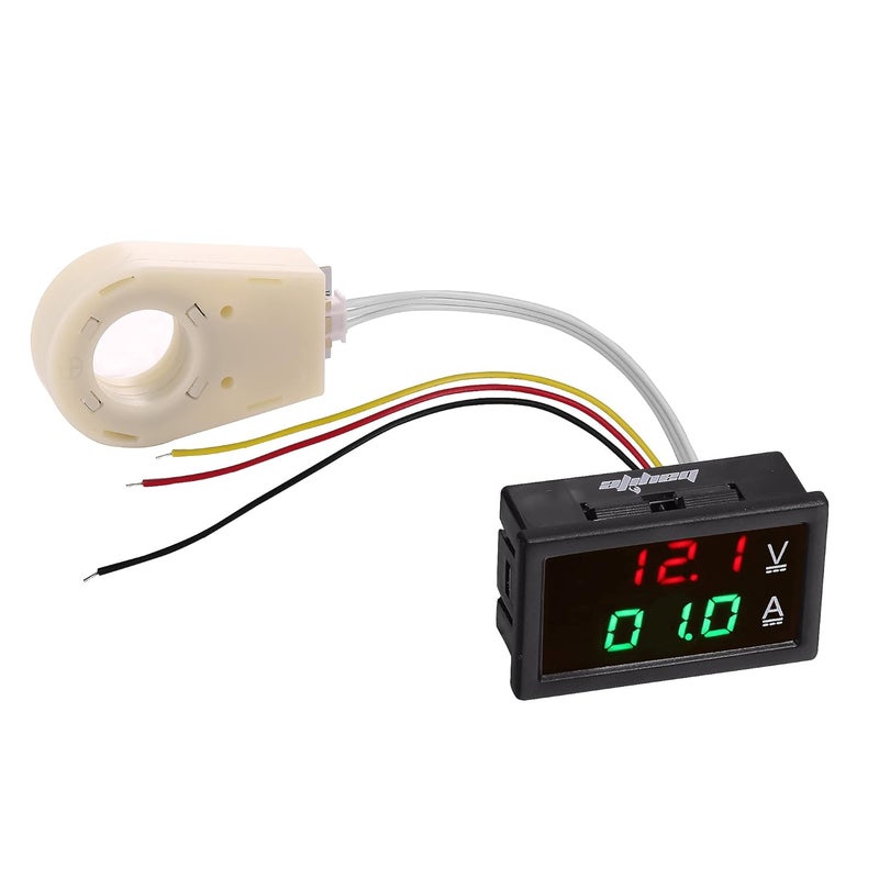 bayite Volt Amp Meter, DC 5-100V 100A Dual Display Current Voltage Meter, Digital Mini Ammeter Voltmeter Gauge with Hall Effect Sensor Current Transformer - Image 1